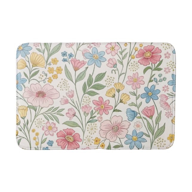 Tapis De Bain Motif d'été floral fleur sauvage (Devant)