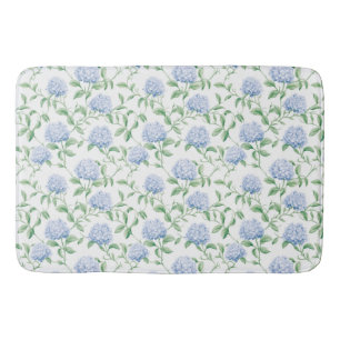 Tapis De Bain Motif d'hortensia bleu aquarelle florale botanique