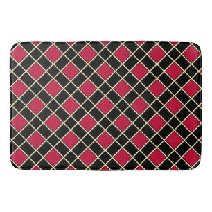 Tapis De Bain Motif diamant noir élégant rouge