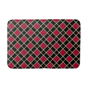 Tapis De Bain Motif diamant noir élégant rouge