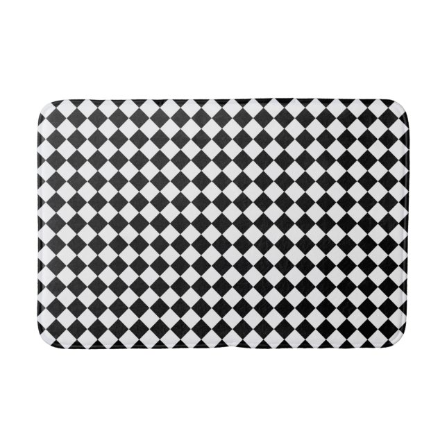 Tapis De Bain Motif Diamant Noir Et Blanc (Devant)