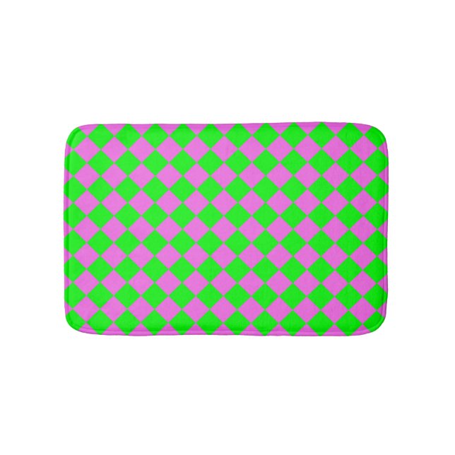 Tapis De Bain Motif diamant Pink Green Checker (Devant)