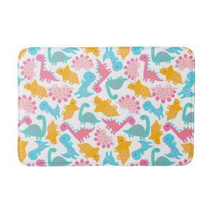 Tapis De Bain Motif Dinosaur rose et Turquoise