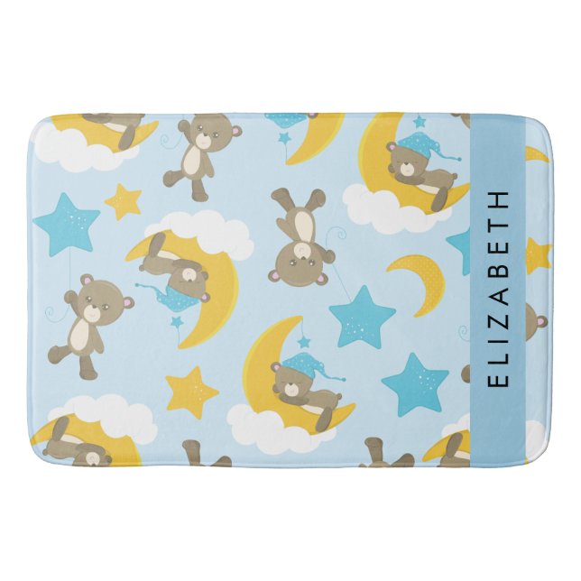Tapis De Bain Motif D'Ours, Nounours, Étoiles, Votre Nom (Devant)