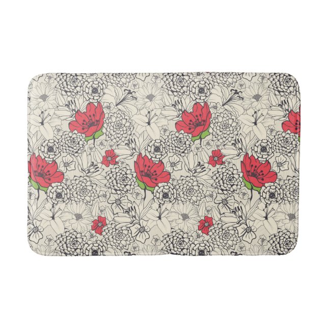Tapis De Bain Motif du jardin de fleurs de pavot (Devant)