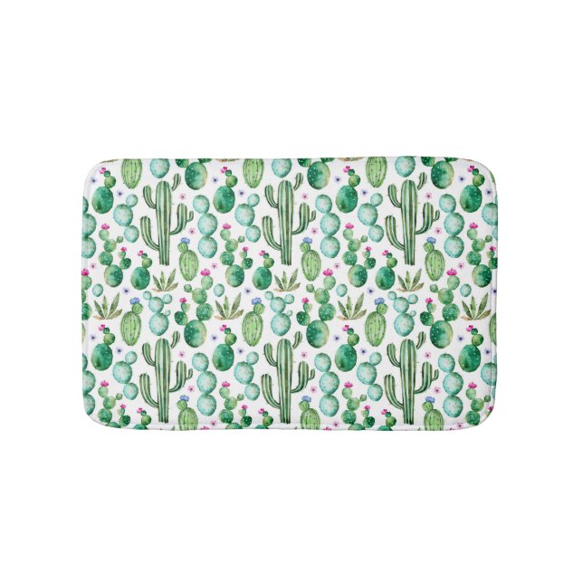 Tapis De Bain Motif d'usines de cactus d'aquarelle (Devant)