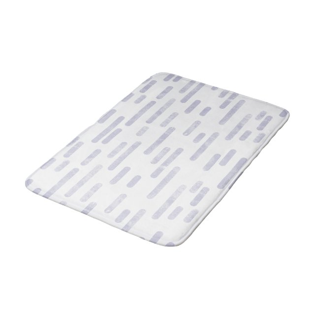 Tapis De Bain Motif Dusty Purple sur lignes arrondies blanches (Angle)