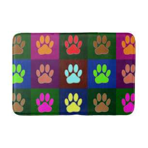 Tapis De Bain Motif Empreinte de patte de chien multicolore