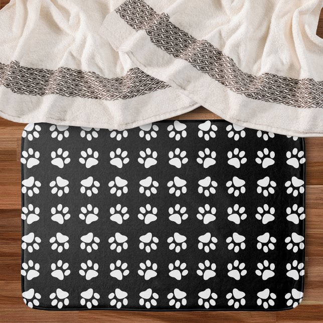 Tapis De Bain Motif Empreinte de patte noir et blanc moderne (Créateur téléchargé)