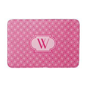 Tapis De Bain Motif en tuiles égyptiennes, rose profond et clair