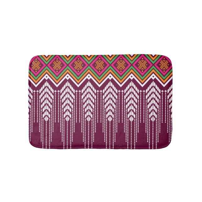 Tapis De Bain Motif ethnique géométrique traditionnel (Devant)