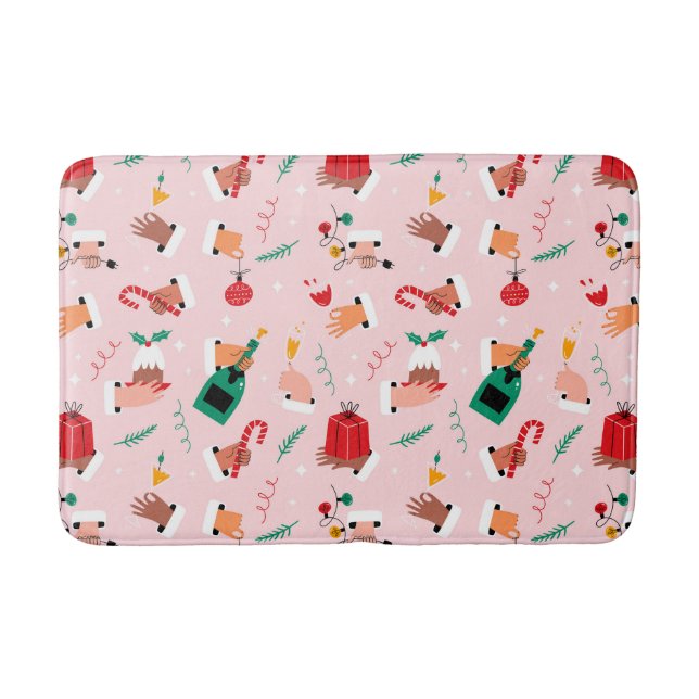 Tapis De Bain Motif Festif des Mains de Vacances (Devant)