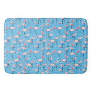 Tapis De Bain Motif flamant rose sur bleu