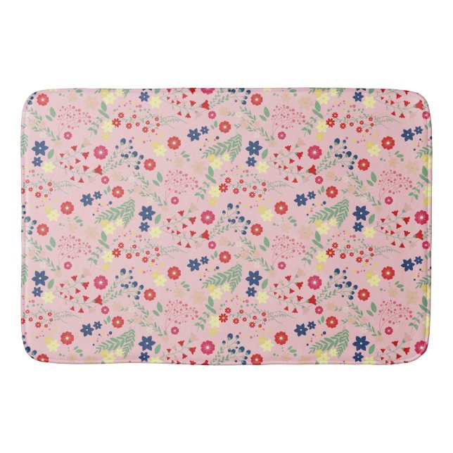 Tapis De Bain Motif Fleur sauvage de jardin rose simple (Devant)