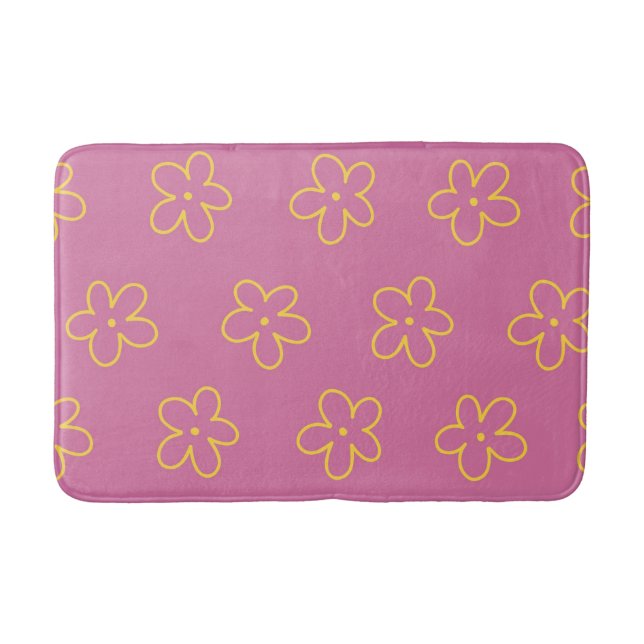 Tapis De Bain Motif Fleur simple et jaune rétro (Devant)