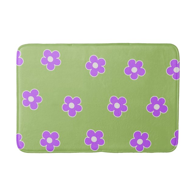 Tapis De Bain Motif Fleur simple et vert rétro (Devant)