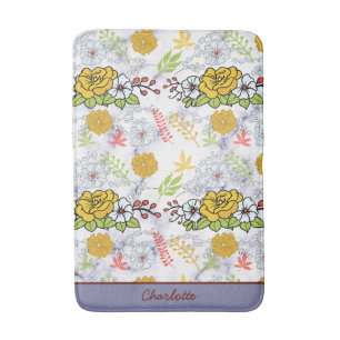 Tapis De Bain Motif floral botanique coloré personnalisé