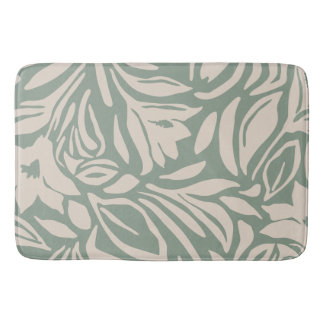 Tapis De Bain Motif floral botanique en sauge et crème