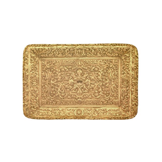 Tapis De Bain Motif floral doré ornemental antique (Devant)