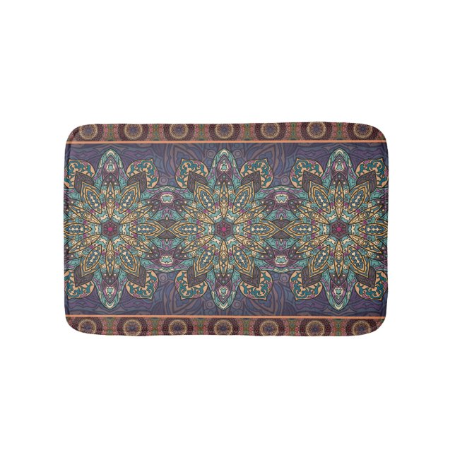 Tapis De Bain Motif floral ethnique abstrait coloré de mandala (Devant)