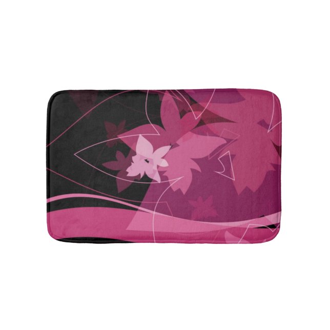 Tapis De Bain Motif floral magenta (Devant)