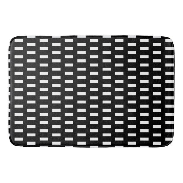 Tapis De Bain Motif géométrique blanc et noir préppy (Devant)