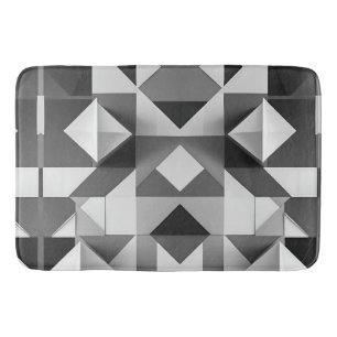 Tapis De Bain Motif géométrique minimaliste moderne noir, blanc