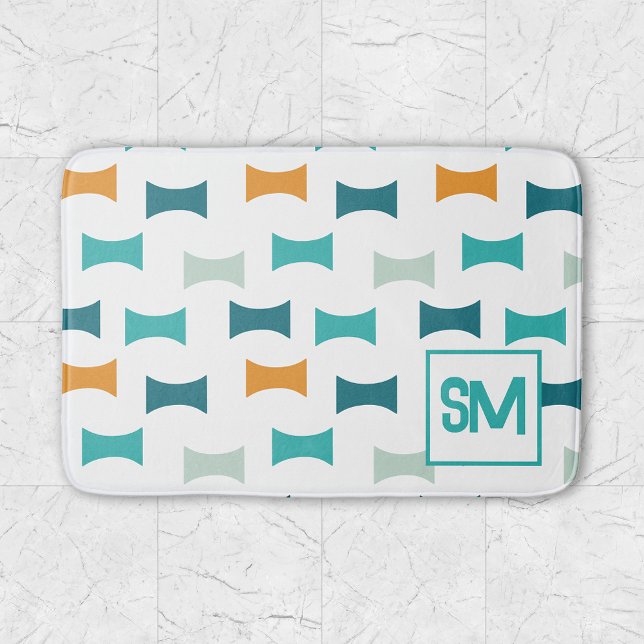 Tapis De Bain Motif géométrique Monogramme rétro du milieu du si (Créateur téléchargé)
