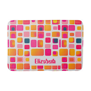 Tapis De Bain Motif géométrique rétro du milieu du siècle Nom pe