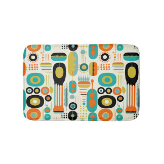 Tapis De Bain Motif géométrique vibrant rétro moderne du milieu
