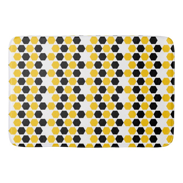Tapis De Bain Motif hexagramme Hex Noir Noir Jaune (Devant)