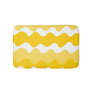 Tapis De Bain Motif horizontal jaune et blanc ondulé