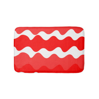 Tapis De Bain Motif horizontal rouge et blanc ondulé