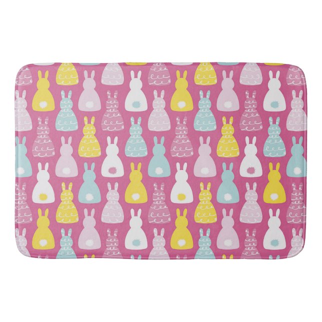 Tapis De Bain Motif lapin lapin de Pâques rose mignon (Devant)