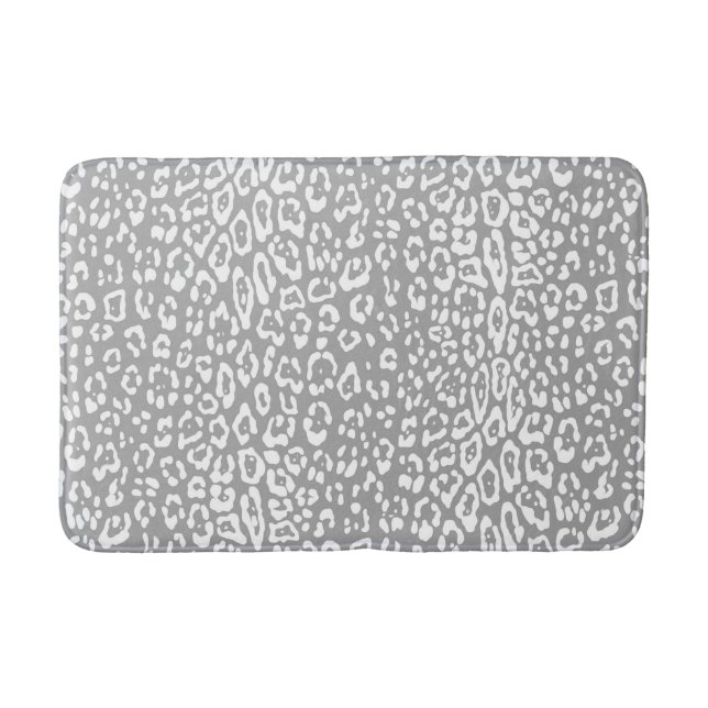 Tapis De Bain Motif léopard en blanc et gris clair (Devant)