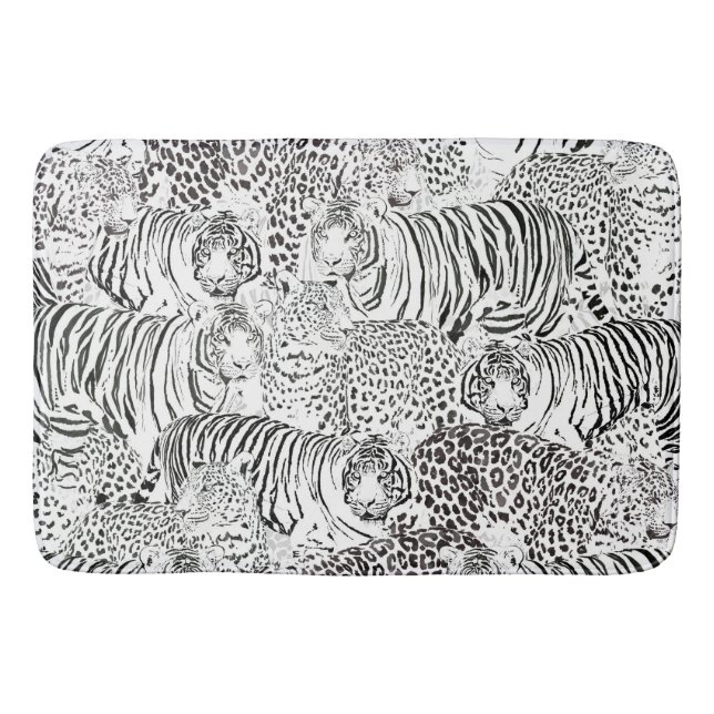 Tapis De Bain Motif Léopard Noir Tigre Animaux (Devant)