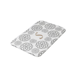 Tapis De Bain Motif Mandalas Gris Monogramme