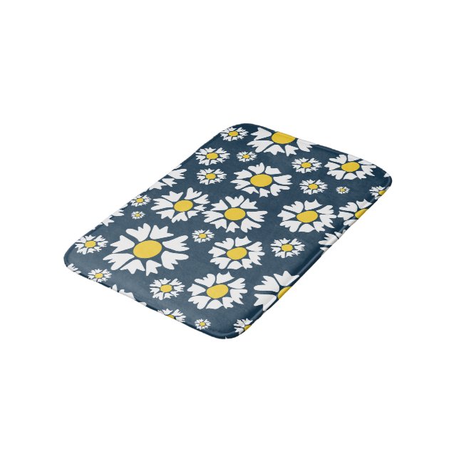 Tapis De Bain Motif marguerrier, motif floral, marguerites blanc (Angle)