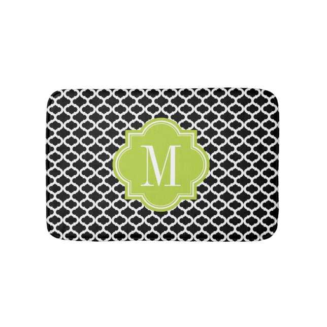 Tapis De Bain Motif marocain noir avec le monogramme de vert de (Devant)
