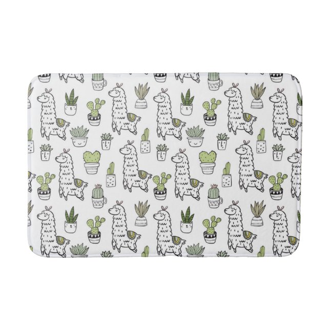 Tapis De Bain Motif mignon d'alpaga et de cactus (Devant)