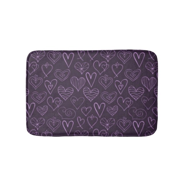 Tapis De Bain Motif moderne de coeur foncé violet (Devant)