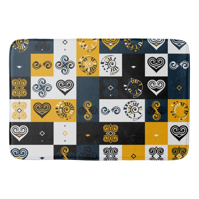 Tapis De Bain Motif moderne géométrique tendance pilo rond jaune (Devant)