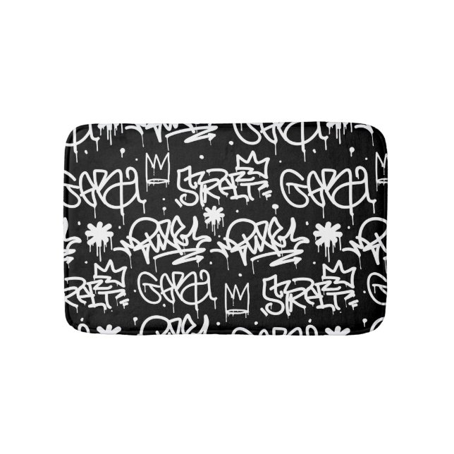 Tapis De Bain Motif noir et blanc de graffiti (Devant)
