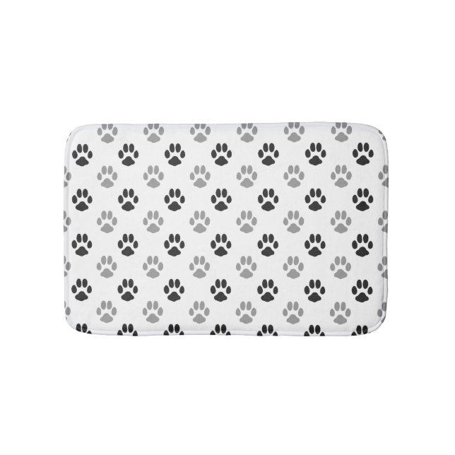 Tapis De Bain Motif noir et blanc mignon d'empreintes de pattes (Devant)