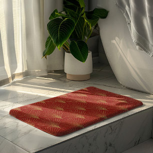Tapis De Bain Motif or art déco sur arrière - plan rouge