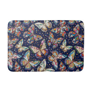 Tapis De Bain Motif papillon en mosaïque colorée