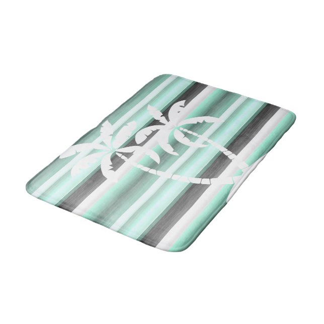 Tapis De Bain Motif Pastel Mint Green Grey (Angle)