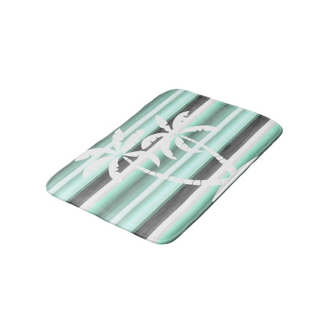 Tapis De Bain Motif Pastel Mint Green Grey (Angle)