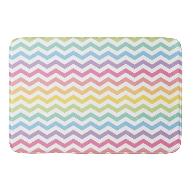 Tapis De Bain Motif Pastel Rainbow Chevron (Devant)