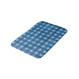 Tapis De Bain Motif Plaid bleu et blanc moderne Denim